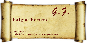Geiger Ferenc névjegykártya